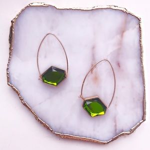 Olive Green + Gold Earrings